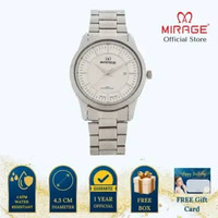 Mirage Jam Tangan Pria Analog 8807 M Silver Original Stainless Plat Putih