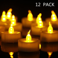 50 sets 12 pcs/set Battery Operated LED Tea Light Candles for Wedding Party Festival Decoration Occasions-Yellow, Non-Flickering