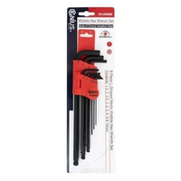 Genius Tools 9 Pcs Metric Wobble Hex Key Wrench Set kunci L extra long wooble / allen key long ball 
