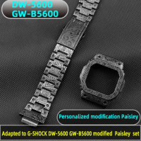 Metal mech strap+case for Casio G-SHOCK 3229 DW-5600 GW-B5600 modification mech Paisley set watch chain watch accessories