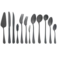 Matte Black Dinnerware Cutlery Set Stainless Steel Silverware Butter Steak Knife Fruit Dessert Fork Spoon Flatware Tableware Set