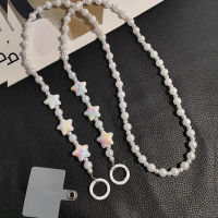 Phone Lanyard Long Crossbody Wearable Chain Colorful Star Bead Chain Universal Strap for Case Bag ez