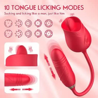 Rose Telescopic Licking Tongue Mainan Seks Tahan Air untuk Mode 10 Wanita