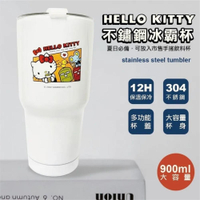 小禮堂 Hello Kitty 不鏽鋼冰霸杯 900ml (白復古 少女日用品特輯)