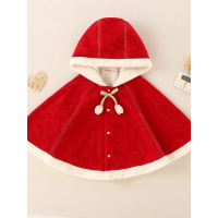 2025 Baby Cape with Fleece for Autumn and Winter, Windproof Hooded Cloak for Newborn Boys and Girls,