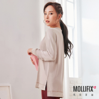 Mollifix 瑪莉菲絲 側邊開岔寬鬆長袖上衣 (藕灰)