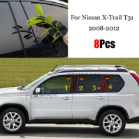 Car Door Window Middle Column Trim Decoration Protection Strip PC Stickers Accessories For Nissan X-trail Xtrail T31 2008-2013