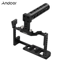 Camera Cage for Canon EOS 90D/80D/70D DSLR Aluminum Alloy with Dual Cold Shoe Mount 1/4 Inch Screw