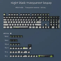 141 Keys White Black PC Keycaps MDA Profile Transparent Keycaps for Cherry Gateron MX Switches Mechanical Gaming Keyboards