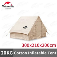 Naturehike Camping Cotton Inflatable Tent 6.3㎡ Outdoor Family Travel Rainproof Thicken Air Pump Easy To Build Tent Mesh Windows