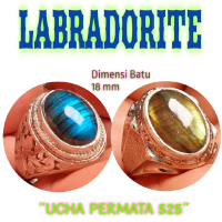 Cincin batu labradorite 18mm / batu rainbow labrador pelangi asli natural