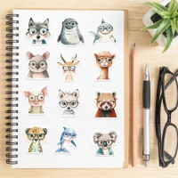 50pcs Cute Little Animal Stickers With Glasses Notebook Guitar Skateboard DIY Sticker For Pack Waterproof Laptop Skin Phone Case