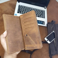 Dompet Panjang Kulit Pria Wanita Kulit Sapi Asli Crazy Horse