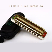 KONGSHENG 10 Holes Blues C Key Harmonica Mouth Organ Harp Professional Wind Musical Instrument Beginners Adults Kids Gifts