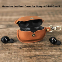 Genuine Leather Earphone Case for Sony wf-1000xm5 Hook Portable Bluetooth Earphone Cover Protective Case for 1000X M5