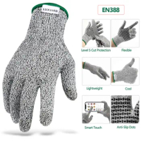 Cut Resistant Gloves HPPE&amp;Nylon EN388 Anti-cut Level 5 Safety Work Glove Touch Sensitive Anti-Slip Tool for Kitchen,Garden