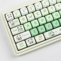 ECHOME Panda Theme Keycap Set PBT Custom Green Gradient Keyboard Cap SOA Profile KeyCap for Mechanical Keyboard Rainy75 98 104