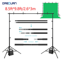2.6*3m Adjustable Backdrop Stand with Carry Bag Background Stand Green Screen Photo Studio Support for Portrait,Party,Wedding