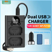 NP-FZ100 Battery Dual USB Charger for Sony ILCE-9 A7M4 a7m3 A7c A7R3 a7s3 A7R4 A7RM3 A9R A6600 A6700 Alpha camera