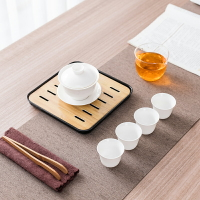 潮汕陶瓷功夫茶具便攜家用辦公會客小套裝蓋碗小茶杯泡茶盤套組C