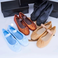 Fashion Bow Headed Ballet Shoes Niche Design French Style Flat Jelly Shoes Women's Minimalist Beach Shoes