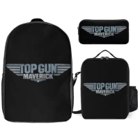 Top Gun Maverick Simple Text Logo Classic 3 in 1 Set 17 Inch Backpack Lunch Bag Pen Bag Summer Camps Classic Firm Infantry Pack