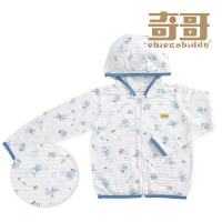 【奇哥官方旗艦】Chic a Bon 小機器人連帽外套-天絲棉橫紋單面布(1-5歲)