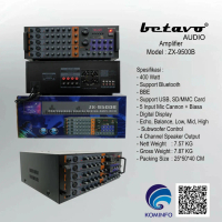 Power Mixer Audio Amplifier Ampli 5ch Betavo 9500B USB bluetooth BBE