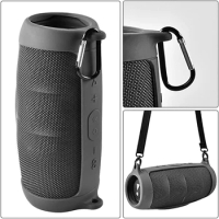 Silicone Case Cover for JBL Charge 5 Bluetooth Speaker, Travel Carrying Protective with Shoulder Strap and Carabiner