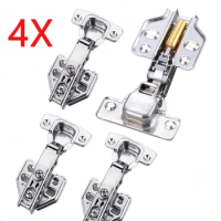 4 Pieces Cabinet Hinge Hydraulic Super Mute Stainless Steel Furniture Door Hinges Copper Core Damper Buffers Soft Close Cupboard
