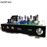 IWISTAO Finished Tube FM Stereo Radio Tuner Stainless Steel Chassis Black Aluminum Panel HIFI Audio AC 220V