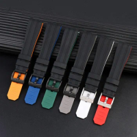High quality Rubber bracelet 22mm 20mm watchband two color watch strap for omega seiko tudor rolex casio watches band curved end