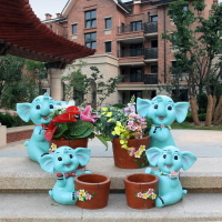 花園庭院花盆擺件卡通大象裝飾創意松鼠動物雕塑戶外園林景觀小品