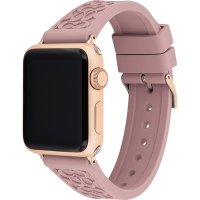 COACH Apple Watch 錶帶 38/40mm 適用 矽膠錶帶 迎春好禮- 煙燻粉x玫瑰金(不含手錶)