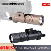 Tactical PL350-PLHv2 Mod 18350 Flashlight High Power 1000 Lumen Metal Pistol Gun Light Hunting Weapon Lamp Fit 20mm Rail Airsoft