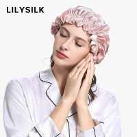 LILYSILK莉莉秀客雙面兩層真絲睡帽月子帽100%桑蠶絲可調護發帽子