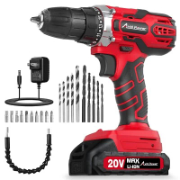 AVID POWER 20V Cordless Drill Kit, 3/8" Chuck, 2-Speed, Battery, Charger 22 Bits
