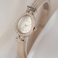 Agete retro watch, female niche, high-end natural pearl bracelet watch, light luxury, fashionable and minimalist quartz watch