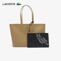 【LACOSTE】母親節首選包款-織面壓紋雙面托特包(卡其色)