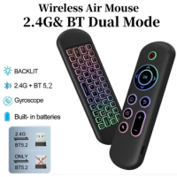 2.4G BT 5.2 Remote Control Wireless Gyroscope Air Mouse 7 Color Backlight USB Receiver Mini Keyboard for Android Smart TV Box PC