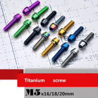 6pcs titanium screw m5x16/18/20mm Bicycle stem mountain bike road bike anti-oxidation disc brake titanium bolt