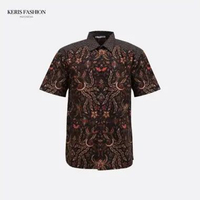 Keris Gallery Kemeja Batik Relaxed Fit Lengan Pendek Motif Kukila Mandara-Nitik Kawung - Hitam M