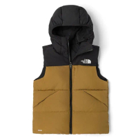 【The North Face】童 雙面穿連帽保暖鵝絨背心.休閒上衣/600FP蓬鬆度(89XR-YW2 棕色)