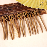 Wooden Carved Hair Stick Chinese Style Hanfu Chopstick Hairpin Woman Elegant Ancient Headwear Cosplay Party Hair Accessories