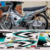 Tem chế Wave nhỏ S110 màu bạc xanh-  Tem decal 3 lớp Nhãn Dán