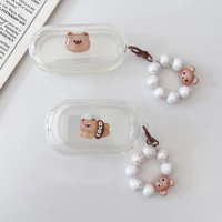 For Samsung Galaxy buds plus /buds+ /buds 1 2 3 Case Cute Bear Cartoon Silicone Transparent Earphone Cover with Keychain