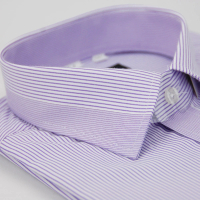 【金安德森】粉紫條紋變化領窄版短袖襯衫