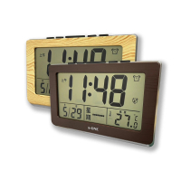 【A-ONE】LCD顯示 多功能木紋古典外觀設計多顯示鬧鐘-TG-088(貪睡鬧鈴計時)