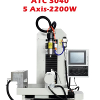 3040 XYZAC 5Axis CNC Router 45# Steel Structure Servo Motor Engraving Milling Machine RTCP&amp;DSP 2in1 Type &amp; ATC 5 Cutters System