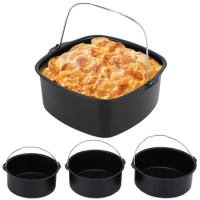 6/7/8 Inch Metal Cake Mold Round Air Fryer Pot Baking Mould With Handle Non-stick Cake Pizza Baking Tray Kitchen Bakeware Tools